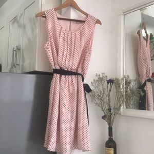 Pale pink poky dot dress